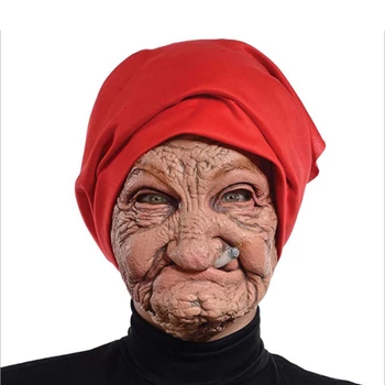 Маска за Хелоуин маска курящей старата баба, латексови маски, реалистичен костюм за cosplay за Хелоуин, реквизит