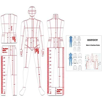Мъжки модни иллюстрационная линия Набор от линейок, както е показано На фигура, за шиене на фигурата хуманоидни измерване на дрехи