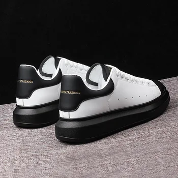 Мъжки обувки за Дизайнерски мъжки Дамски кожени ежедневни обувки на платформа Луксозни Бели и черни маратонки дантела за бягане Маратонки на равна подметка за разходки