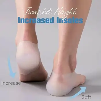 Невидими уголемени по височина Стелки Силиконови Чорапи Супинатор Гел подложки за пети Ортопедична Петата Мека възглавница Ходила на Масаж с подложка за краката