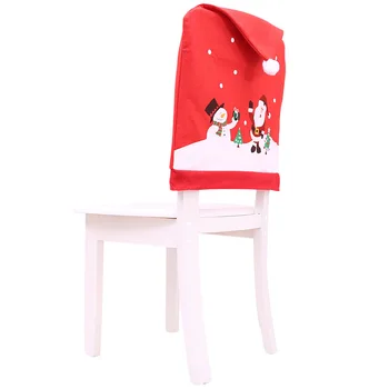 Нов коледен нетъкан материал с принтом, Коледен калъф за стол, джоб за облегалката на стола, Празничен калъф за стол, на Коледно парти в голяма шапка