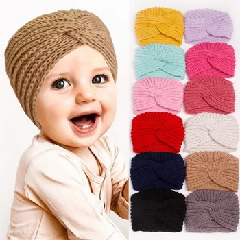 Нова вязаная детска есенно-зимна шапка, топла детска вълнена шапка в ярки цветове, шапка за момичета, аксесоари за новородени