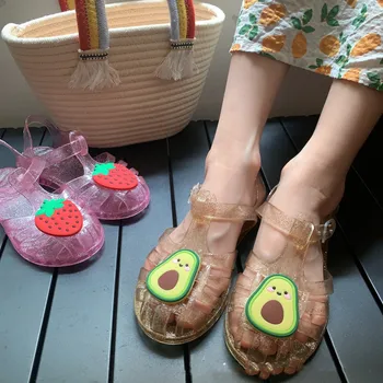 Нови летни детски желейные сандали 2023 г., Модни плажни обувки с мультяшными плодове, Детски сандали Baotou, сандали с мека подметка.