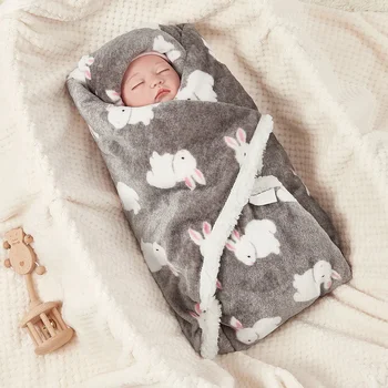 Ново есенно-зимния подшитое одеало за бебета, бебешки двухслойное утолщенное фланелевое одеало, одеала за детски колички