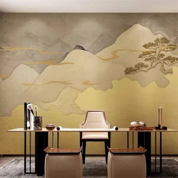 Обичай китайски леки тапети с прекрасен пейзаж на фона на тапети за хола на хотела, кабинет, чайна стая, фотообои, стикери за стена