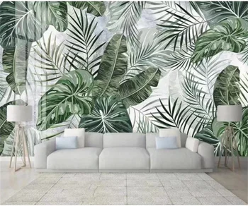 обичай листа на тропическите гори залесени зелени тапети хол ТЕЛЕВИЗИЯ фон декорация на стени стенни рисувани спални