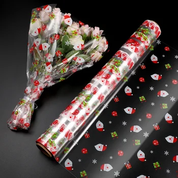 Опаковка Пластмасови кошници Целофан за Опаковане на Подаръци Найлонова Ролка Коледни Целлофановых Пакети Коледа Найлонова Ролка