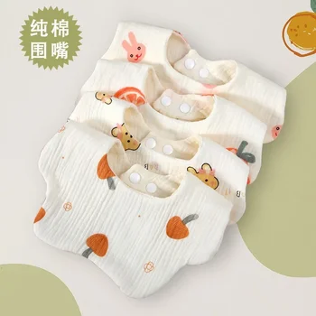 Памучни крепированное бебешка кърпа за слюнка, предотвращающее повръщане, млечен квадратен лигавник с подвижна листенца за новородено, 6-слойный