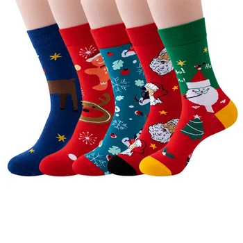 Памучни Чорапи на Едро През Границата, Мъжки и Женски Коледни Чорапи 37-44 Ярд, Дълги Памучни чорапи