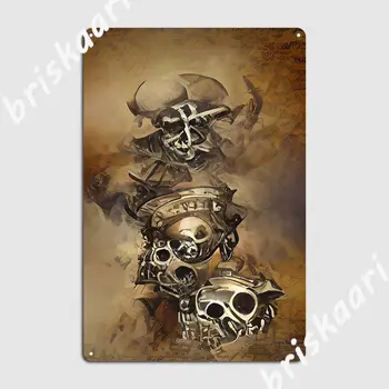 Пирати на Черепа и Костите Плакат с изображение на Пират в стар стил, Метални табели Клуб Кръчма Гараж Класическа Стенни табели Тенекеджия означения