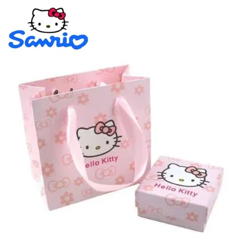 Подарък кутия Sanrio Hello Kitty, подаръчен пакет, Оригинално висококачествено колие, опаковъчна кутия за пръстени, Сладък детски комплект от женски накити, подарък кутия
