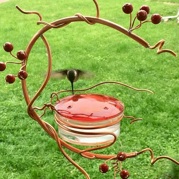 Подвесная ясла за птиците Колибри, метални неавтоматические аксесоари за хранене на птици Red Berries на открито в двора