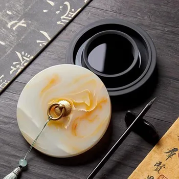 Полезен тъмен камък Луо Wen Ян двойна кръгла форма и не высыхающий тъмен камък за китайската живопис за рисуване и калиграфия