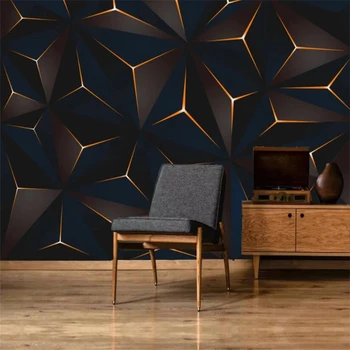 Потребителски артистични тапети 3d фотообои стерео геометрични абстрактни сиви триъгълници тапети за дома фон декорация на дома