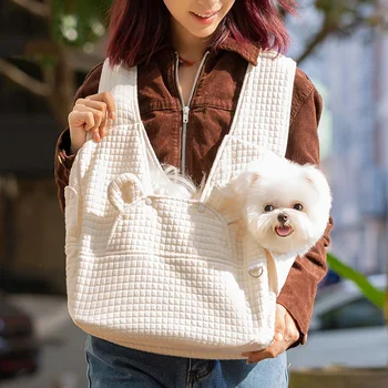 Преносим мека чанта за кучета през рамо Чанта за котки с голям капацитет, регулируеми през рамо