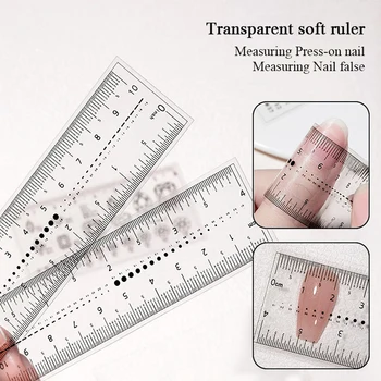 Прозрачна линийка за режийни нокти, инструменти за измерване на размера на акрилни режийни нокти, декорация кристали, измерване на размер, Маникюр