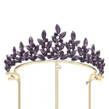 Пролет 2023 Европейската и американската Сватбената Корона Диадема от сплав Черен кристал Сватбена украса за коса в стил барок