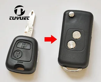 Промяна калъф за ключове с 2 бутона за Peugeot 206 207, панти калъф за дистанционно ключ за Citroen C2