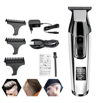 Професионална машина за подстригване на коса с LCD дисплей, акумулаторна машинка за подстригване за коса, за да плешив брадата, мъжки електрическа машина за подстригване на коса САМ Кътър