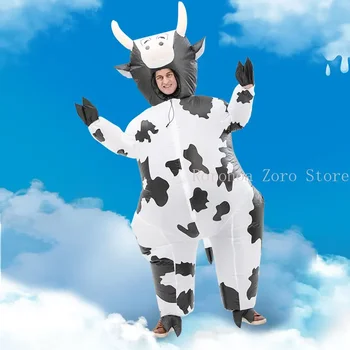 Сладък надуваем костюм на крава, надуваем подпори за подаване на костюми за купоните на ферма за великден, свързани с темата.