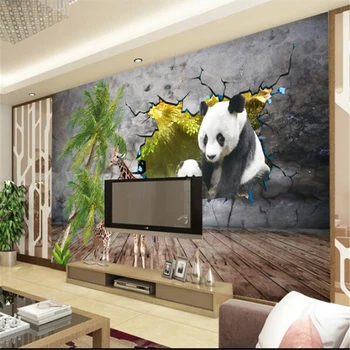 тапети wellyu по поръчка, стенопис от папие-маше, 3d, европейската ръчно рисувани, илюстрация панда папель пинтадо в контекста на