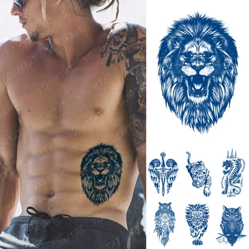 Татуировка с мастило, устойчиво на сок, Боди арт, Водоустойчив Временна татуировка, Стикер с Тотем на Лъв и Дракон татуировка на ръката, Фалшива татуировка с Меча си и крилото на Тигър