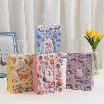 Хартиени торбички за опаковане на Великденски подаръци с тисненым модел под формата на хубава заек, торбички за опаковане на зайци за Ден за защита на децата, на пакети за декорация на партита