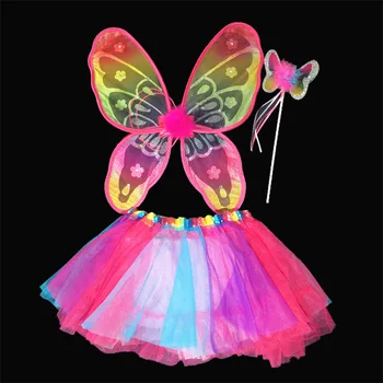 Ярка пола фея с крила, Магическа пръчка, магически пръчки, костюм на принцесата-пеперуда, крила, за бебета, облекло за рожден Ден, Коледа